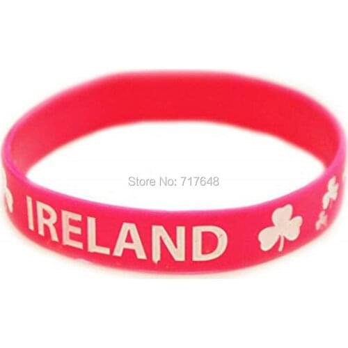 100pcs Pink Ireland St. Patricks Day With Shamrock wristband silicone bracelets free shipping by epacket A