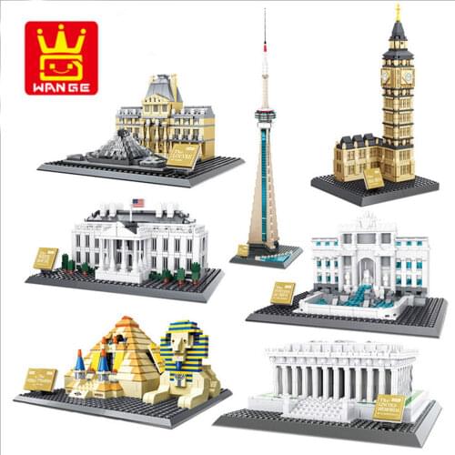 World Famous Architecture Building Blocks Taj Mahal Big Ben London Bridge White House Eiffel Tower Model Brick Toy For Kids Gift