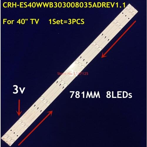 LED Backlight strip 8 lamp For Toshiba 40"TV CRH-ES40WWB303008035ADREV1.1 JL.D40081330-020DS-M V01 40L1600C 40L2600C TH-40D400C