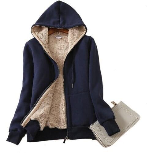 Hoodies Women Autumn Winter Student Fashion Plus Size Loose Velvet Thickened Cardigan Zipper Solid Mujer De Moda Streetwear