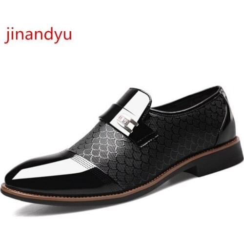 Big Size 48 49 50 Men Slip on Dress Shoes Men Wedding Original Classic Patent Leather Shoe for Men Loafers Black Brown Oxford
