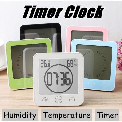 Waterproof LCD Digital Wall Clock Shower Suction Wall Stand Alarm Timer Temperature Humidity Bath Weather Station for Home