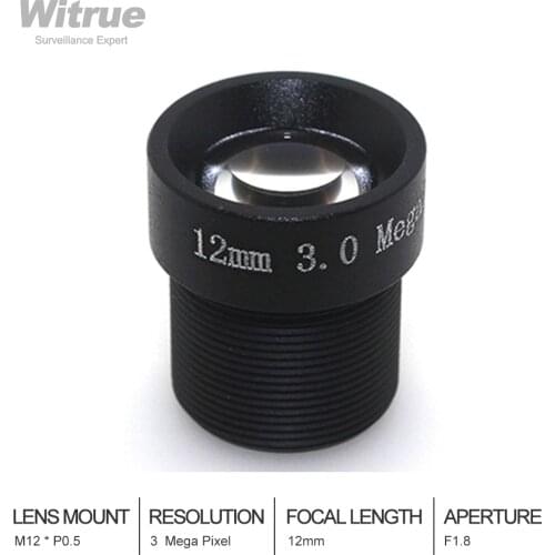 Witrue HD CCTV Lens12mm 3 Megapixel M12 * P0.5 Mount F1.8 Aperture 1/2.7" for Security CCTV Cameras