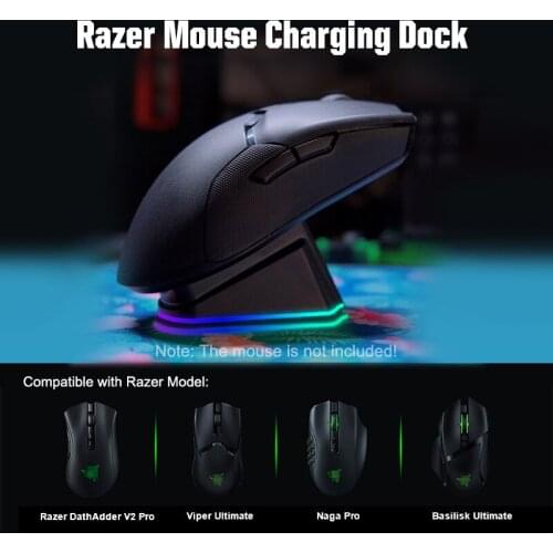 RGB Razer Mouse Charging Dock Mouse Power Bank Station For Razer DeathAdder V2 Pro/Basilisk Ultimate/Viper Ultimate/Naga Pro