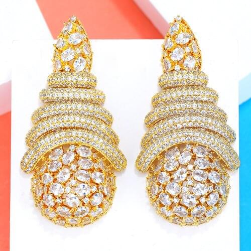 GODKI luxury flower Round Shape Earrings Shiny Multicolor Cubic Zirconia Women Wedding Big Earrings Bijoux High Quality 2020
