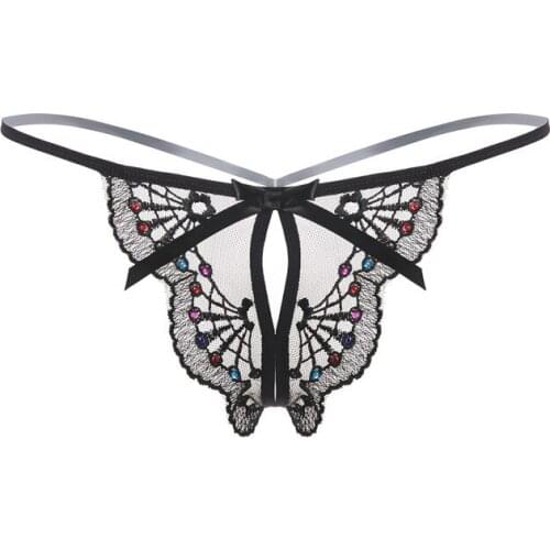 Women Sexy Lingerie Crotchless Panties Open Crotch Underwear Couple Sex Wear Flirty G-string thong with Cute Bow Center
