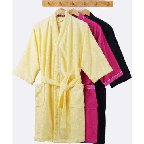 100% Cotton Swimming Absorbent Bathrobe Female Autumn Towel Material Steamed Yukata Kimono Male Thin Nighties Dressing Gown