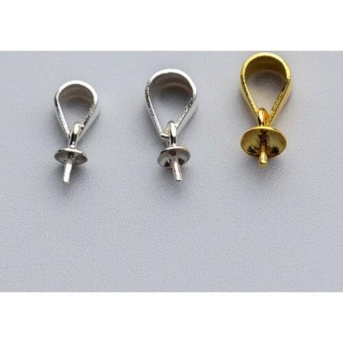 2pcs/lot 925 Sterling Silver Pearl Pendant Connector Bead Caps 3mm 4mm Connection Necklace End Cap Clasp Bails DIY Jewelry Make