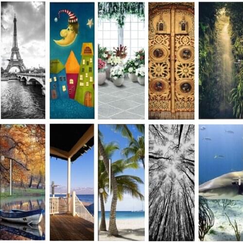 3D Door Sticker Sea Cartoon Golden Gate Wall Painting Living Room Bedroom Door Wallpaper Wall Stickers Self-adhesive Vinyl Decor