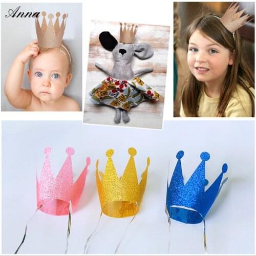 6pcs/lot Adult Child Crown Cap Party Supplies Birthday Party Baby Shower Hat Prince and Princess Shiny