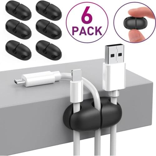 6pcs 3 Hole Desktop Wire Bracket Strong Bonding Rope Holder Cable Clamp For USB Cable For Power Cord Date Cable Organizer