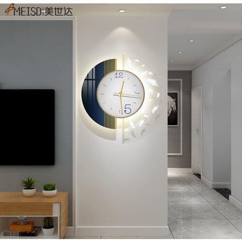 MEISD 35CM White Feathers Decoration Wall Clock Modern Plumage Wall Watch Creative Living Room Home Decor Horloge Free Shipping