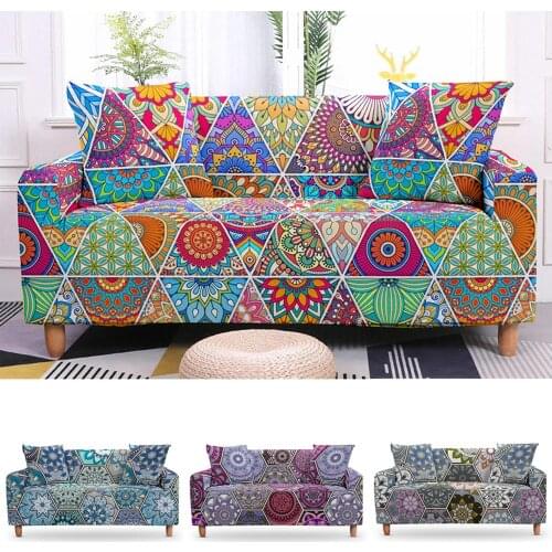 Ethnic Flower Mandala Bohemian Cushions Universal Armchair Furniture Covers Elastic Case Corner Sofa Cover(NO Pillow Case)