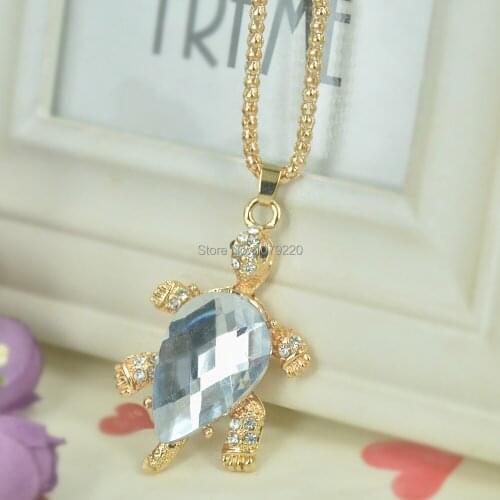 D Turtle Bead Sweater Necklace Jewelry Crystal For Women Long Necklace Pendants Rhinestone Chain Christma Valentines Gift