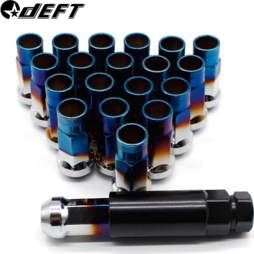 DEFT 20Pcs Auto Steel Acorn Rim Extended Open End Wheel Racing Lug Nuts With One Key Nut Socket M12X1.5/M12x1.25 Racing V48