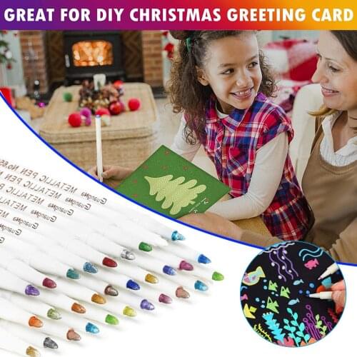 DIY Photo Album Metallic Color Pen 10/12/15/20/30-color Graffiti Marker Pen Quick Drying Paint Pen for Gift Card Crafts Markers