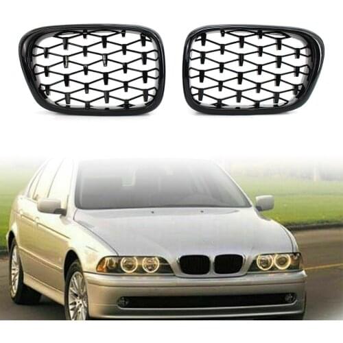For BMW E39 5-Series 99-03 Gloss Black Diamond Meteor Latest Style Front Kidney Grille
