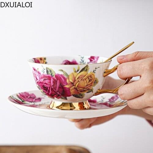 European-style Phnom Penh Bone China Coffee Cup and Saucer Set British Afternoon Tea Beauty Salon Black Tea Cup Elegant 200ML