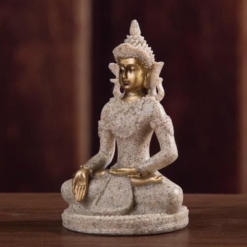 Sandstone Hindu Buddha Statue Sculpture Figurine Miniature Model Home Decor Sitting Meditation Buddha Ornaments 5.5*5*8cm