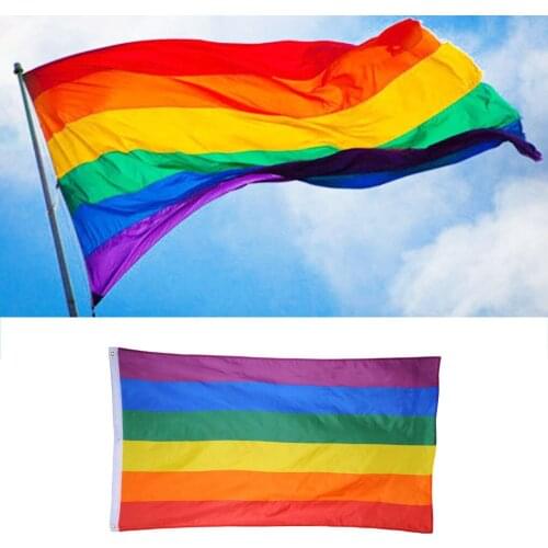 90x150cm LGBT Flag Lesbian Gay Pride Friendly Colorful Rainbow Flag Homosexual Home decorative Accessories