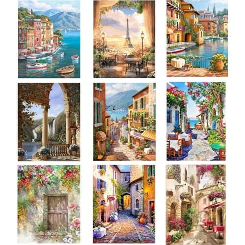 Seaside town canvas painting scenery art posters and photo walls print high-definition canvas home decoration childrens gifts