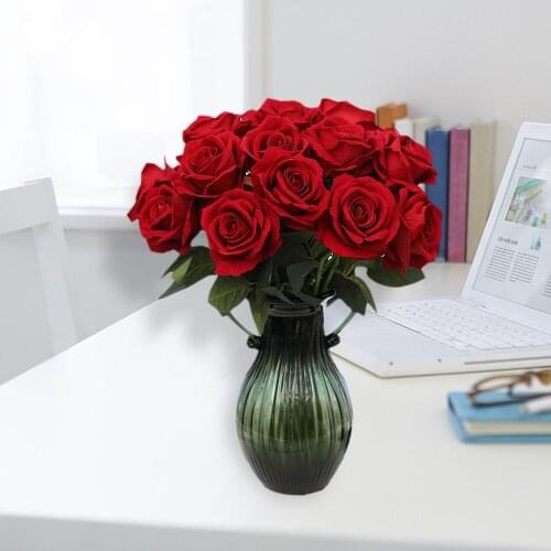 1Pcs Artificial Flower Bouquet Fake Rose Valentines Day Beautiful Red/White Silk Roses Wedding Home Table Decor