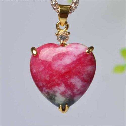 Fine jewelry Colorful Peach Blossom Jade couple style peach heart-shaped pendant