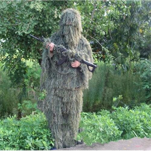 Woodland Camouflage Suit Hunting Ghillie Suit camouflage mesh hunting clothing army uniform sniper suit camouflage suit