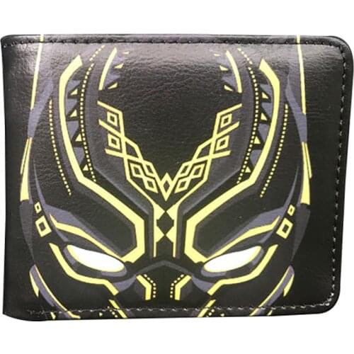 Disney Marvel Avengers Black Panther Captain Wallet Anime Peripheral Black Panther Techara Short Bifold Wallet Wallet