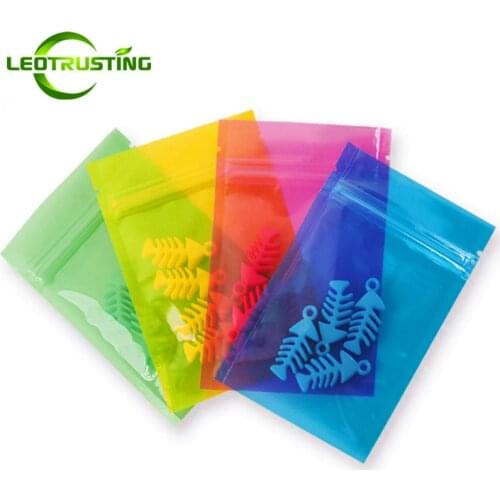 Leotrusting 100pcs/pack 4 Colors Clear Plastic Zip Lock Bag Translucent Powder Snack Sugar Packaging Bags Small Gift Bages