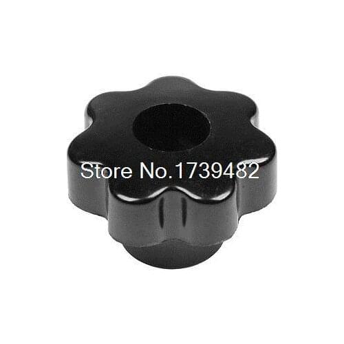 M12 50mm Dia Thread Black Plastic Through Hole Star Head Clamping Knob Grip