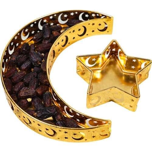 Muslim Islam Eid Mubarak Hanging Pendant DIY Castle Moon Wooden Tray Ramadan Activities Party Decoration Food Storage Container