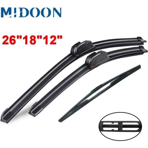 MIDOON Wiper Front & Rear Wiper Blades Set For Mitsubishi Outlander MK3 2013 - 2016 2017 2019 Windshield Wiper 26"+18"+12"