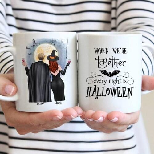 Personalized Mug Halloween Couple Custom Made Coffee Mugs 11/15 OZ RR2118