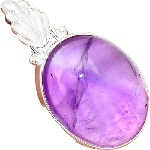 Nature Amethyst Pendant 925 Sterling Silver Jewelry, 33 mm, MHBAP5206