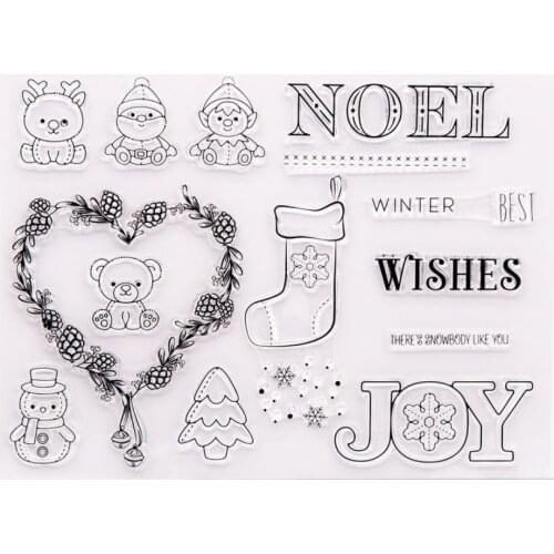 Christmas Gift Santa Claus Snowman Tree Boots Clear Silicone Stamp/Seal for DIY Scrapbooking/photo Album Decorative Clear Stamp