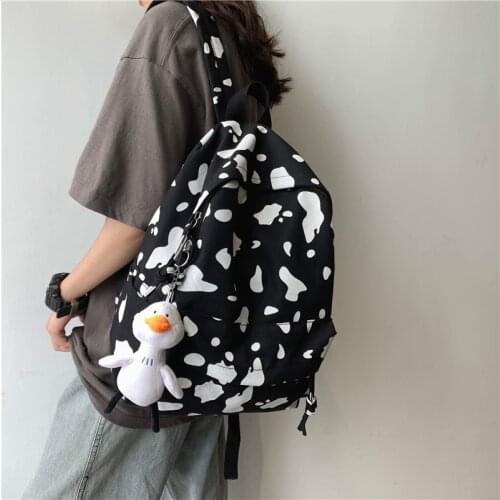2021 Nylon School Bags for Teenager Girls Cute Cow Cartoon Women School Laptop Backpacks Travel Shoulder Bags College Book Bags