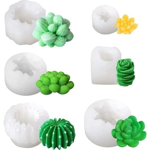 6 Pack Candle Silicone Molds,Succulent Cactus Plants Resin Casting Mold for Handmade Candle,Epoxy Resin,Polymer Clay,Wax