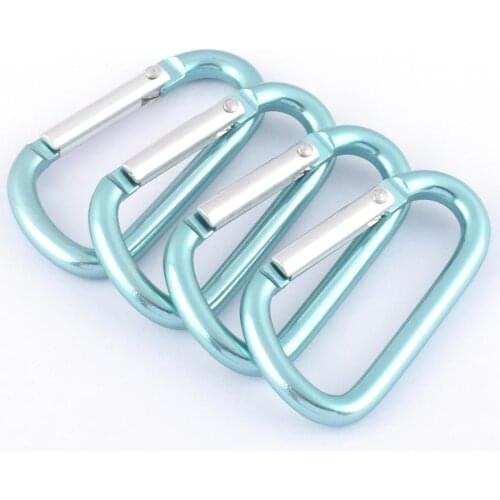 Blue Carabiner Camp Snap hook Clip keychain hook clasp spring D ring push gate clip For Backpack Clip Lanyard 4pcs