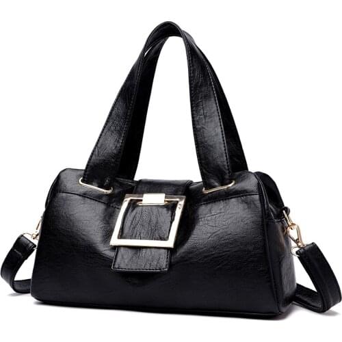 Luxury Brand Leather Handbags For Women Designer 2021 Trend Solid Color Shoulder Bag Black Casual Tote Bolsos Mujer Sac A Main