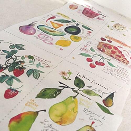 Brand New Thick Fresh Fruit Apple Pear Strawberry & Cake Printed Cotton Linen Polyester Fabric For DIY Sewing Curtain Bag Tablec