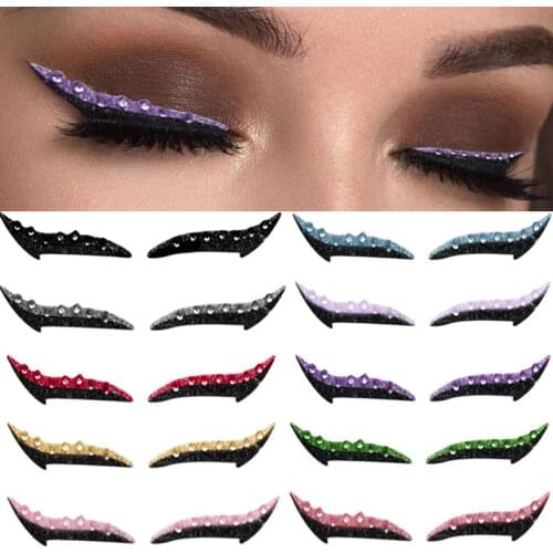 Waterproof Eyeliner Stickers Reusable 10 Color Glitter Self-adhesive Eyeliner Stickers Double Eyelid Line Sticke Eye Makeup