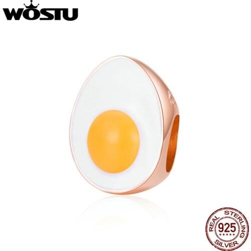 WOSTU Fun Egg Colored Drip Oil Charms 925 Sterling Silver Fit Original Bracelet Pendants For Women DIY Original Fine Jewelry