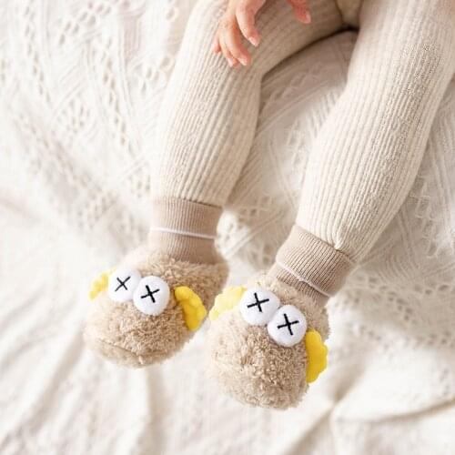Winter New Plush Baby Shoe Cover Cartoon Eyes Thickened with Plush Toddler Shoes Baby Middle Shoes Socks Kids Socks Baby Socks