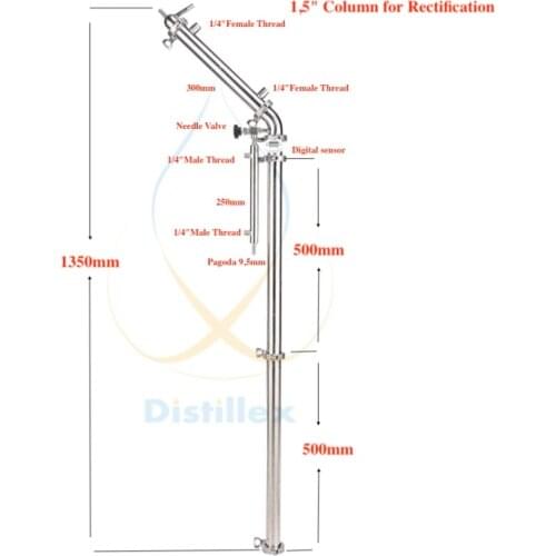 1.5" OD50.5mm 45 degree Rectification column, Reflux column , Distillation Sanitary Steel 304