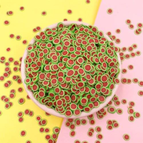 100g/lot Soft Clay Watermelon Fruit Slice Polymer Clay Sprinkles for Slime Fake Cake Decor DIY Craft Making Accessories 5mm