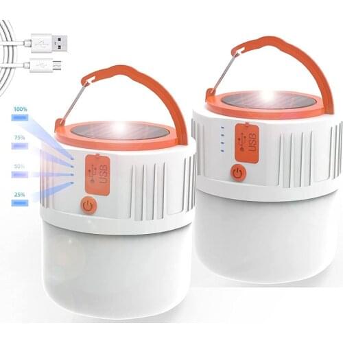 100W Rechargeable LED Camping Lantern Bulb Lamp Solar Charge Lights Tent Light Portable Outdoor for Camping Fishing