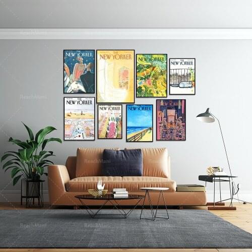 1960 New Yorker Magazine Cover Poster View of the World from 9th Avenue Map Vintage Print Wall Art Picture Canvas Painting Decor