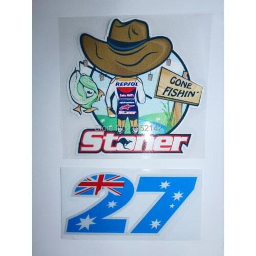 2pcs/lot windows helmet motorsport Casey Stoner stickers waterproof ATV N0.27 decals motocross Reflective stickers motorbike