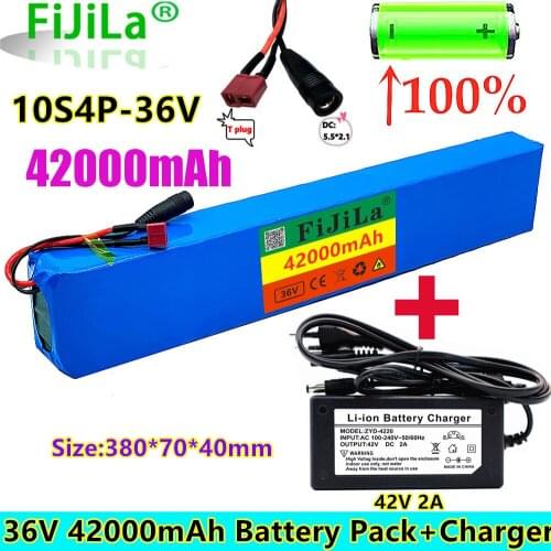 2021 new high power 36V battery 10S4P 42Ah 18650 battery pack 600W 42V 42000mAh for Ebike electric bicycle with BMS+charger